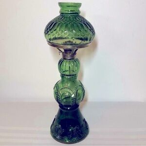 Antique Oil Lamp with matching shade. Green. Beautiful. Rare. 16”